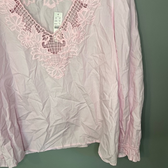 NWT J. Crew V-Neck Top with Eyelet Trim Baby Ballet Pink - Picture 7 of 12